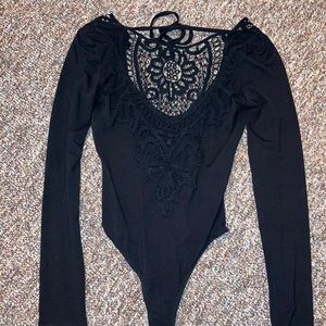 Never worn black crochet bodysuit